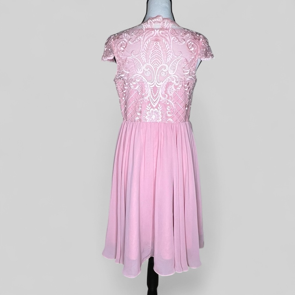 JJs House pink chiffon lace cocktail dress - Picture 3 of 8